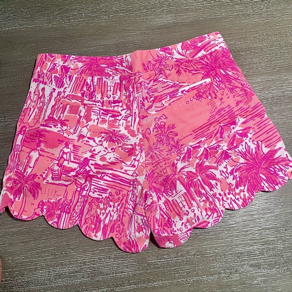 LILLY PULITZER Buttercup Short in shades of pink &white/scalloped hem EUC size 2 - Picture 6 of 7